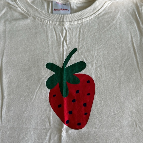 Hanna Andersson girls size 8 strawberry print ivory short sleeve tshirt summer - Picture 2 of 3